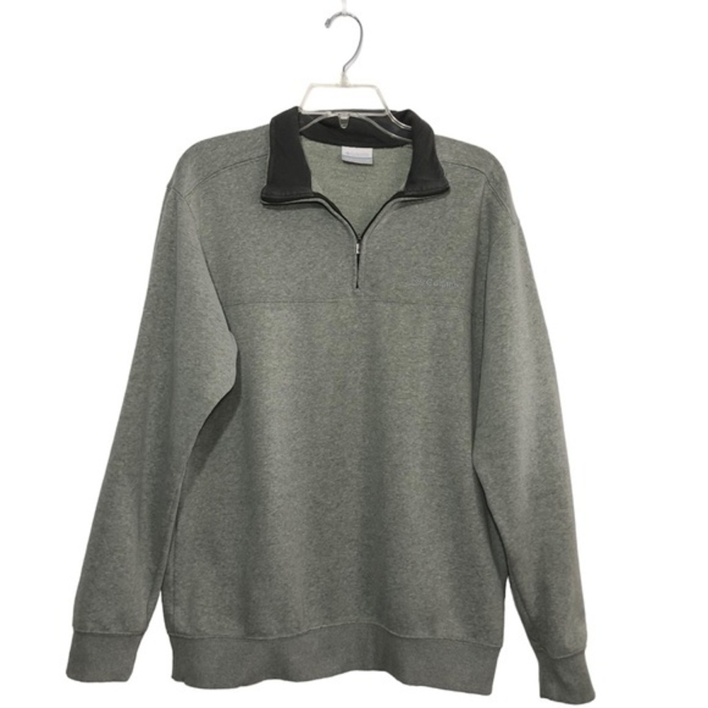 Columbia Men's Cotton Blend Half-Zip Gray/ Green Pullover M